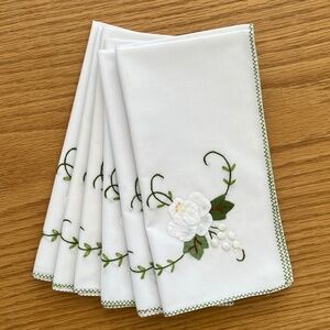 VINTAGE EMBROIDERED & APPLIQUED NAPKINS, SET OF 6